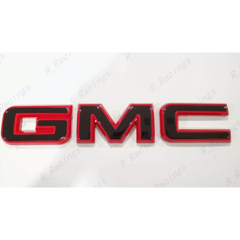 Auto Front Rear Gloss Red Black Emblem Overlay 2019+ GMC