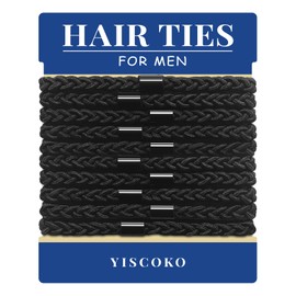 YISCOKO Men's Hair Rubber Braided Hair Elastic Black Hair Elastic Black Hair Elastic Stylish Men's Hair Band Men's Hair Band Hair Elastic for Men | No Damage, Creases, Breakage, Men's Hair Tie, Long