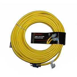 ProStar 12 Gauge SJTW 3 Conductor 100 Foot Extension Cord with Lighted Ends - Yellow