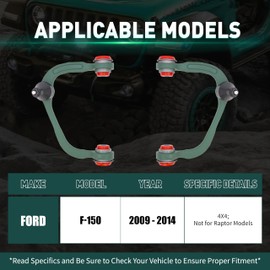 12PC Front Upper Control Arm Suspension Kit for 4WD 2009-2014 Ford F-150 [Exc. SVT Raptor] w/Ball Joint K80306 K80308 K750362 K500008 ES800514 Suspension Kit Stabilizer Sway Bar Links Tie Rod Ends