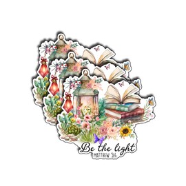 (3 PCS) Be The Light Sticker, Christian Sticker, God Cristianos Cross Bible Decorate Waterproof Vinyl Water Bottle Tumbler Books Phone Laptops Sticker Gifts for Love Jesus Decals 3 Inch