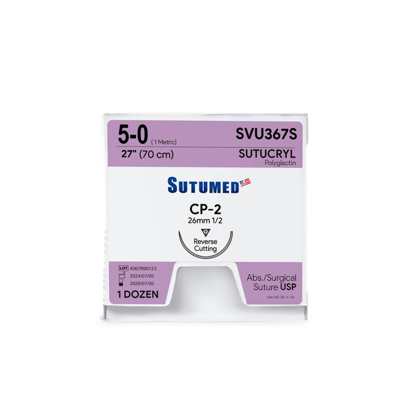 Sutumed SUTUCRYL Absorbable Polyglactin Surgical Suture USP Size 5-0, 1/2