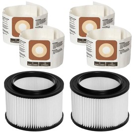 ANBOO 2 Pack 17810 Replacement Filters for Craftsman Shop Vac 3 to 4 Gallon Wet/Dry Vacuum Cleaners + 4 Pack CMXZVBE43270 Vacuum Bags Compatible with Craftsman Shop Vac 4 Gallon Vacs, Part # 9-17810