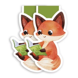 (2Pcs) Fox Reading Book Magnetic Bookmark Book Page Markers Gift for Reading Lover Nerd Book Addict Bookish Reader Student Teacher Office Stationery - Size 3"x2" When Folded