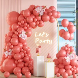 Retro Pink Balloons - 105pcs Garland Arch with 18, 12, 10, 5 Inch Different Sizes for Birthday Party, Baby Shower & Gender Reveal
