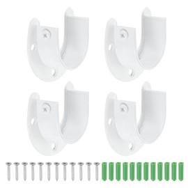 uxcell 4 Pcs 38mm / 1-1/2" Inch Closet Rod Bracket Stainless Steel U-Shaped Rod Socket Flange Closet Rod Holder for Closet Rod, White