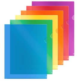 Dunwell Clear Plastic Folder Sleeves (12 Pack, Assorted Colors), Acid-Free Poly Project Sleeves, File Jackets for Letter Size 8.5x11 Documents