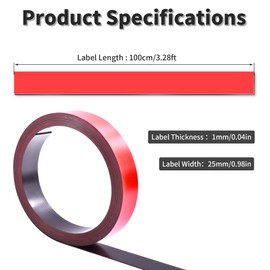 FOCMKEAS 1In x 3.3Ft(25mm*1000mm) Dry Erase Magnetic Strips Magnet Tape Roll Red Blank Magnets Sticky Labels for Classroom Office Whiteboard Fridge DIY Crafts