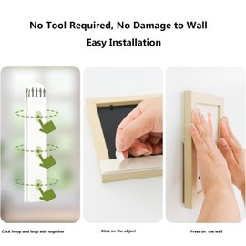 Farady 24 Pairs Large Picture Hanging Strips Removable Damage Free Hook and Loop Tape Sticky Picture Hangers for Wall Hanging Pictures Without Nail White Adhesive Strip