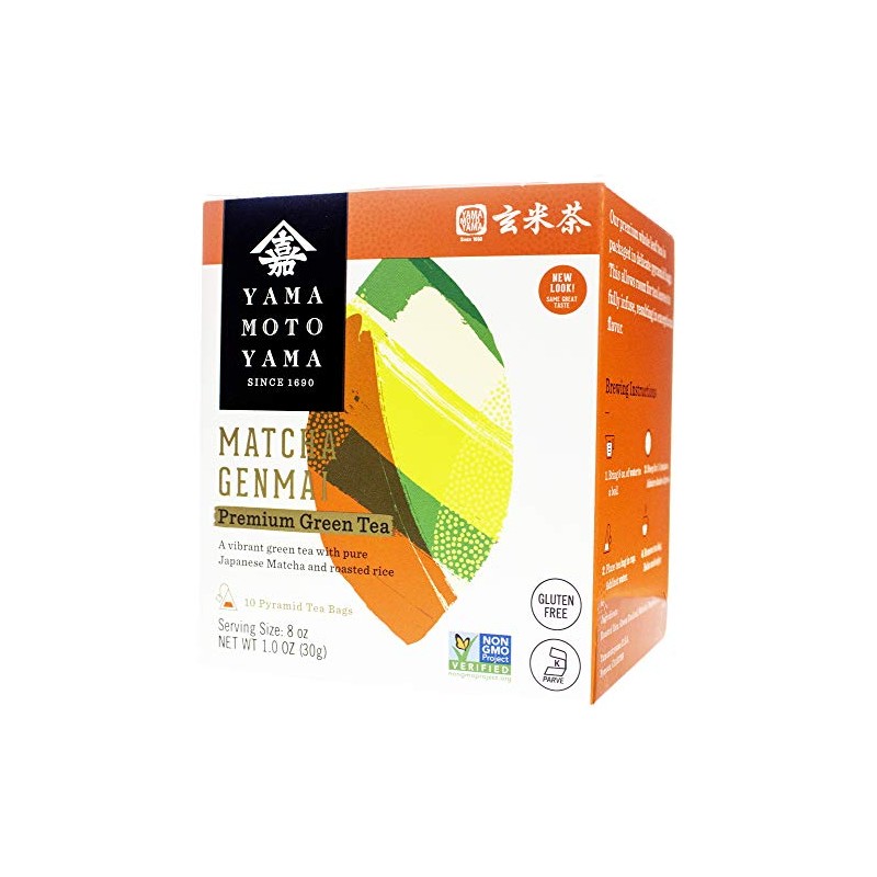Yamamotoyama Matcha Genmai Pyramid Green Tea Bag, 10 ct. Box