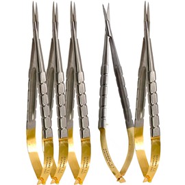 Set of 5 Straight Blade Castroviejo Micro Scissors 6" (15.24cm) Embroidery, Crafts and Dental Scissors - German Stainless Steel