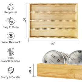 Bamboo Coffee Pod Storage Holder for Drawer Coffee Pods Organizer for Counter, Compatible with Capsules for Kitchen Coffee Station (Bamboo)