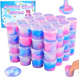 60 Pack Galaxy Slime Kit, Mess Free, Non Sticky, Mermaid Themed Slime for Stress Relief, Premium Classroom Rewards, Birthday Gifts, Christmas Stocking Stuffers, Putty Toy for Kids