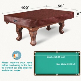 Shieldo Pool Table Cover,Heavy Duty Leatherette Billiard Pool Table Covers,Waterproof&Tearproof Cover for Pool Table,7/8/9 Foot Fitted(8FT/Brown)