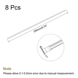 sourcing map Round Solid Aluminum Rod 3mm Diameter 250mm Length Lathe Bar Stock for DIY Craft Pack of 8