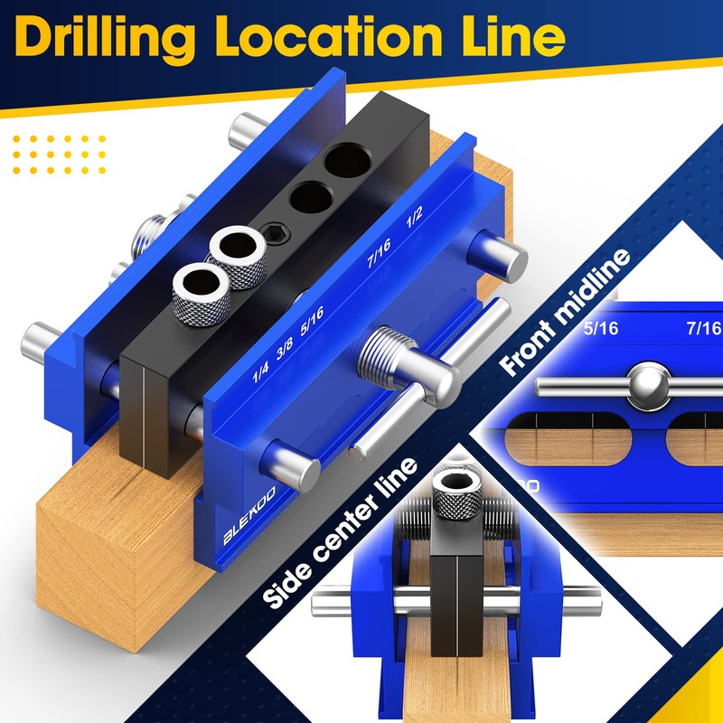 BLEKOO Self Centering Doweling Jig Kit, Drill Jig For Straight