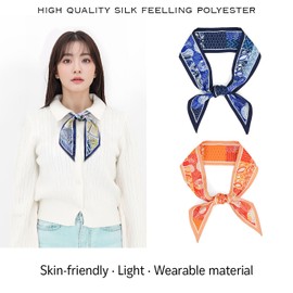 MONGGIL Skinny Scarf Hair Neck Scarves Floral Dot Pattern Design Print Purse Bag Headband Silky Thin Women's Fashion Scarves Set of 3 (MG-BS-111)