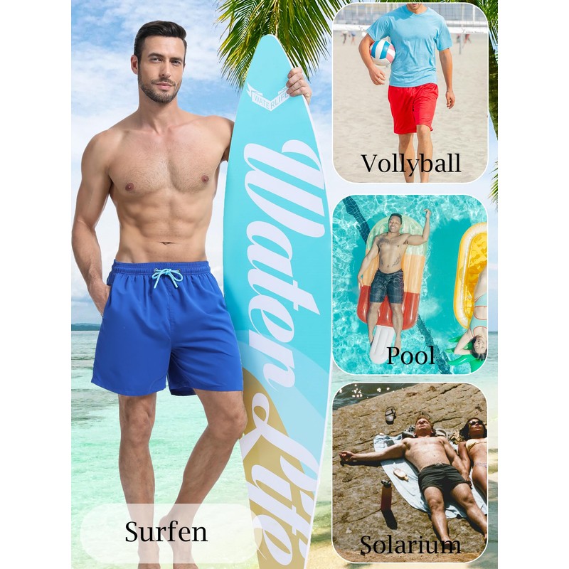 SERENYOU Swimming Trunks Men's Board Shorts Quick-Drying Pattern Changing Swimming