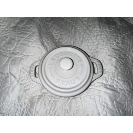 Staub New STAUB Mini La Cocotte White Ceramic Casserole Dish w/Lid 8 oz