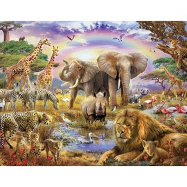 100 Piece Puzzles for Kids, African Animal 100 Piece Puzzles for Adults, Animal World Puzzle Jungle Scene Puzzle, Jigsaw Puzzles 100 Pieces for Seniors Teens Kids Ages 6-10