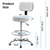 SUPERJARE Drafting Chair with Back, Adjustable Foot Rest Rolling Stool,