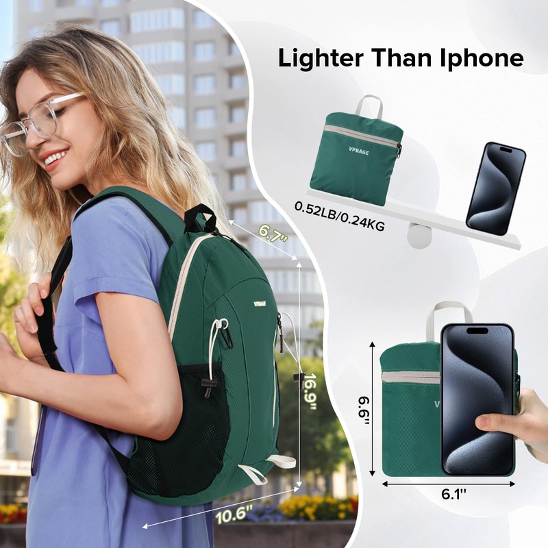 15L Waterproof Hiking Daypack, Small Backpack Travel Outdoor, Lightweight Day