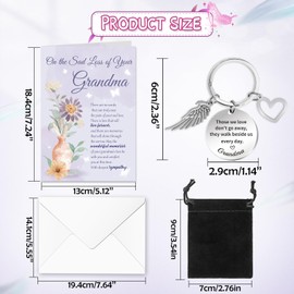 DPKOW Sympathy Card Loss of Grandma Memorial Gifts, Thinking of You Card Gifts Sorry for Your Loss Card Condolences Bereavement Card Keyring Sympathy Gifts Loss of Grandma Memorial Card Keyring