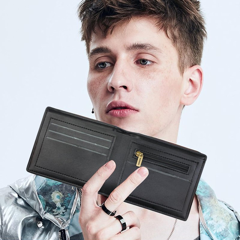 DOXUNGOO carteras antirrobo RFID Blocking 1 zippered cash pocket carteras
