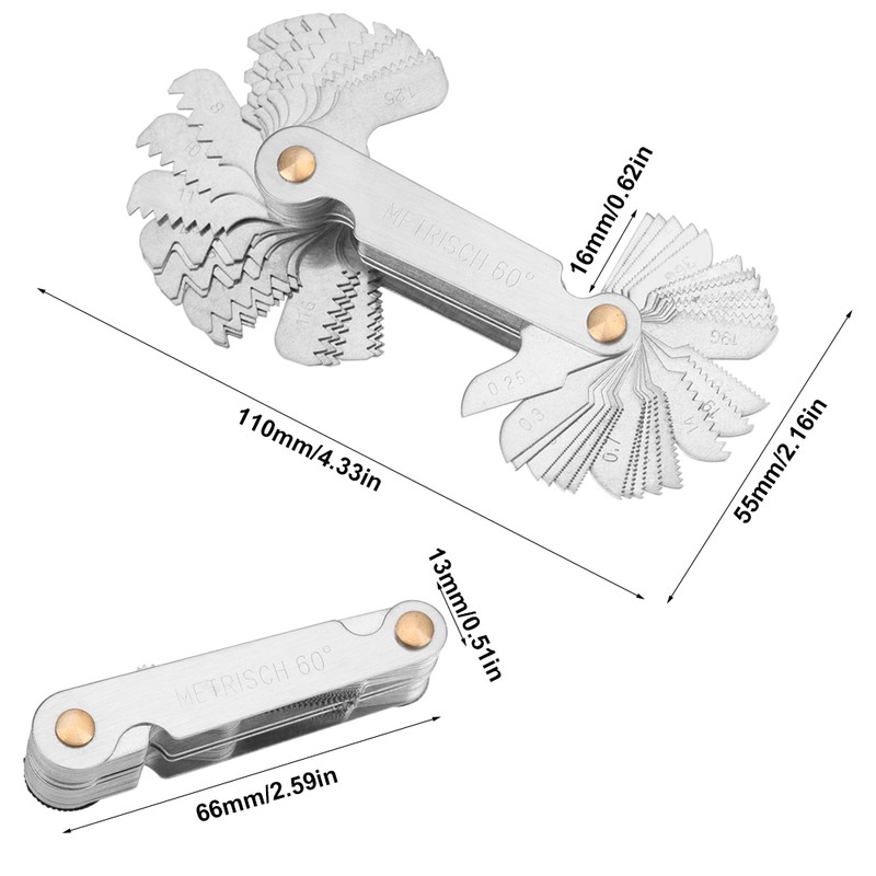 58 Blades Set Whitworth & Metric Inch System Whitworth Gauge