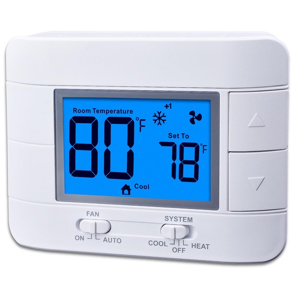 Non Programmable Thermostat for Home - Multi Stage 2H/2C, with Large LCD Display of Room Temperature and Humidity