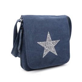 Women Sparkling Glitter Golden Star Shoulder Bag Travel Cross Body Bag Casual Messenger Bag Perfect for Casual Work Or School Use (Red)