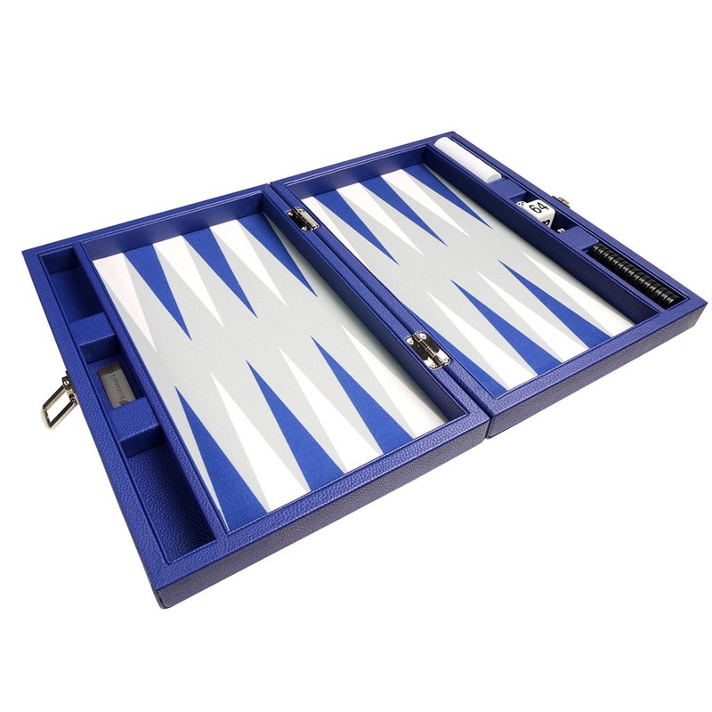 13-inch Premium Backgammon Set - Travel Size - Indigo Blue
