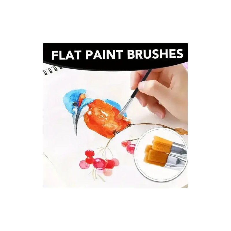 Set 50 Pinceles Para Acrílicas Gouache Acuarela Oleo Dibujo Cerdas