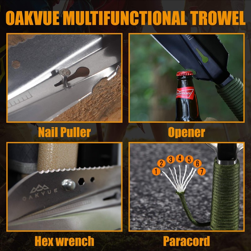 OAKVUE Backpacking Trowel – Lightweight Shovel for Camping, Hiking, Backpacking,