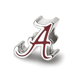LogoArt Sterling Silver The U of Alabama Script A Enamel Bead Charm