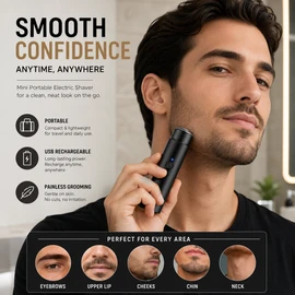 Mini Electric Facial Shaver for Men – USB Rechargeable Razor for Brows, Lips, Cheeks, Chin & Neck