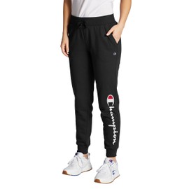 Champion Women's Powerblend Jogger, Black Graphic, Medium