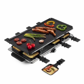 Swissmar Geneva Raclette Grill with Reversible Cast Aluminum Grill Top - Perfect for outdoor & Indoor Electric Raclette Grill & Griller - Barbeque Bonding - 8-Person