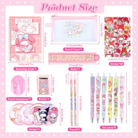 yumcute Cute Stationery Set Kawaii Stationery Set Includes Pencil Case, Pens Ruler Stickers Notebook Badge, Kawaii Stationery Back to School Gift for Kids Students School Supplies