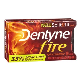 Dentyne Fire Sugar Free Gum Spicy Cinnamon, 16 CT (Pack of 9)