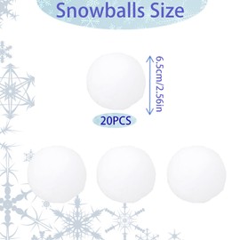 FOGAWA 20pcs Fake Snowball Indoor Snowballs Christmas Decorations Christmas Snowballs Soft Snowball Fight 6.5cm White Elf Snowballs Realistic Artificial Snowballs for Winter Game Kids Xmas Trees