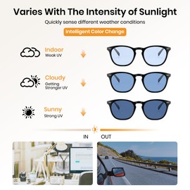 Cyxus Blue Light Filter Sunglasses Men Women Classic Polarised Sunglasses Outdoor UV 400 for Driving Fishing Travel P1171, 02-blue/colour change