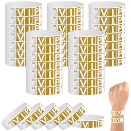 NACHLYNN 500 Pcs Wristbands for Events Festival Wrist Bands for Event Sweat Bands Wristbands for Music Events Festival Concert （Gold and White）