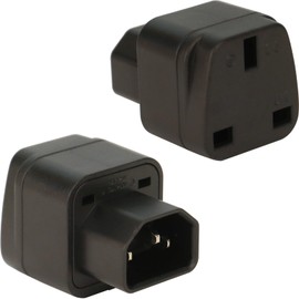 Wirafix C14 to UK Outlet Socket, C14 to UK Plug, IEC to UK socket Adapter, IEC 320 C14 Male to UK, UK Adapter Plug, C13 Socket Conversion Adapter, Black, 2Pack