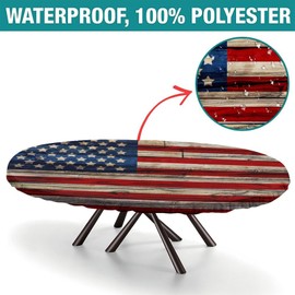 Pzwqkyn - Mantel ovalado personalizado con tu foto, mantel personalizado con borde elástico, para decoración de picnic al aire última intervensión, fiesta, comedor, bandera americana, se adapta a mesa