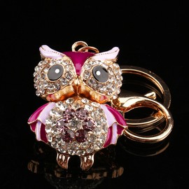 Yosoo Owl Cute Fashion Diamond Crystal Rhinestone Gold Charm Pendent Handbag Purse Bag Keyrings Key Ring Keychains