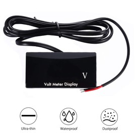 Thlevel Car Digital Voltmeter Waterproof DC 12V LED Display for Motorcycle Voltage Volt Meter Gauge White LED