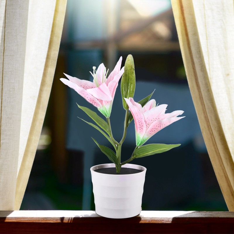 Solar LED Artificial Lily Lamp Simulation Bonsai Decor Flower Light