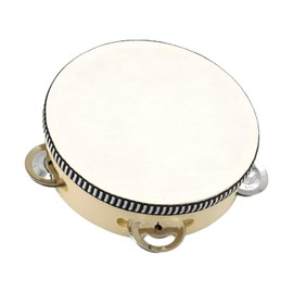1 piece children's tambourine, portable tambourine, single row tambourine, percussion tambourine, children's wooden tambourine for dance and vocal accompaniment parties (8 inches)