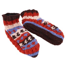 GURU SHOP Wool Slippers, Hand Knitted Hippie Hut Shoes 41-43, Unisex - Adult, Grey, Wool, Size: 42, red, 42 EU